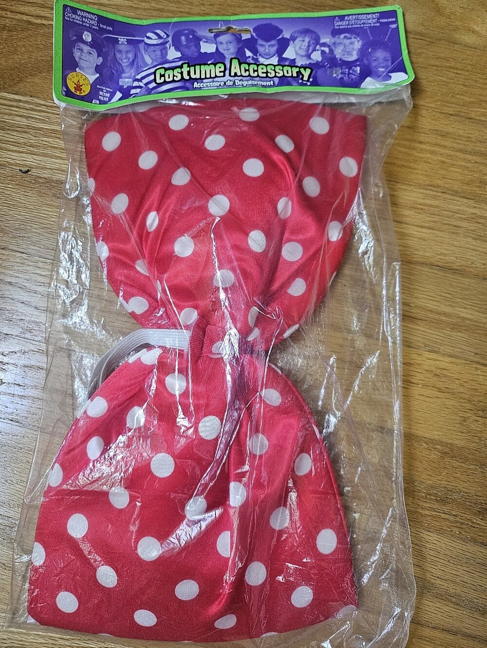Halloween Costume Accessory Clown Red & White Polka Dot Bow